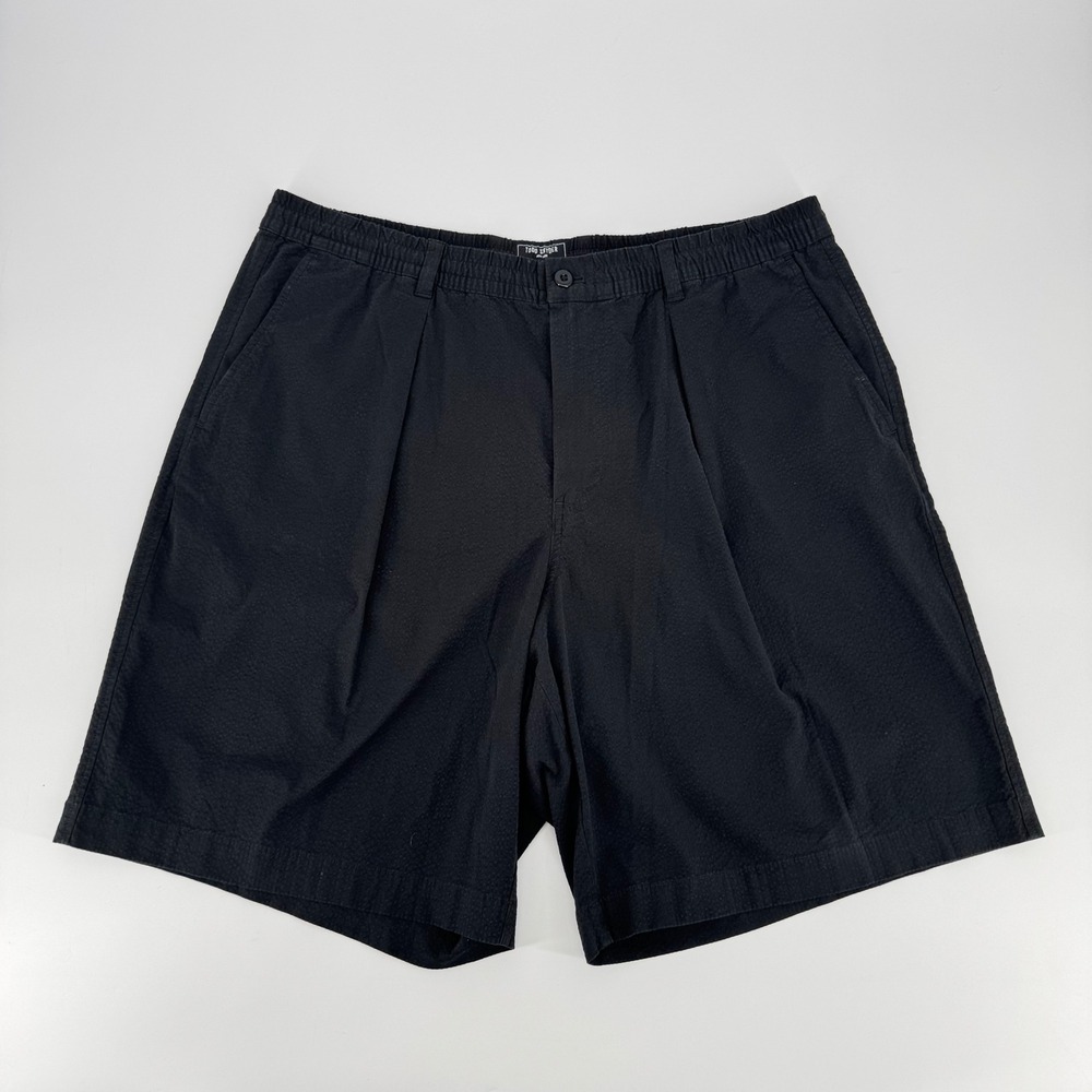 Todd Snyder Black Pleated Seersucker Shorts Mens XL Elastic Waist